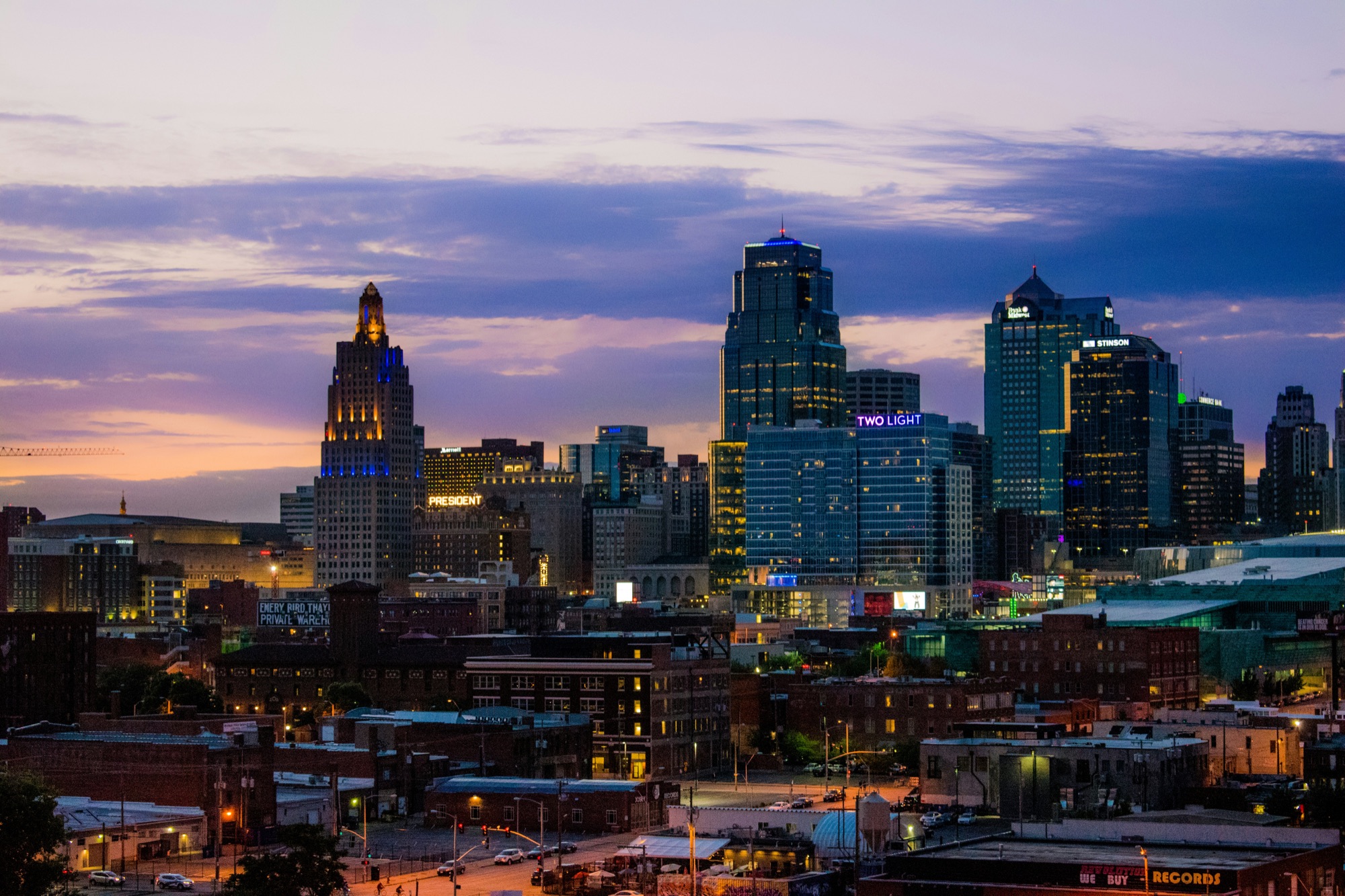 The Kansas City skyline at dusk